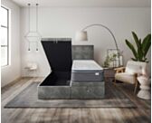 Bed met opbergruimte Cassia Velours Grijs - 90x190 cm