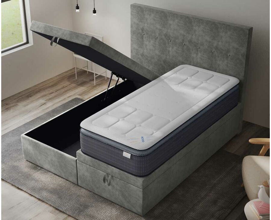Bed met opbergruimte Cassia Velours Grijs - 160x200 cm