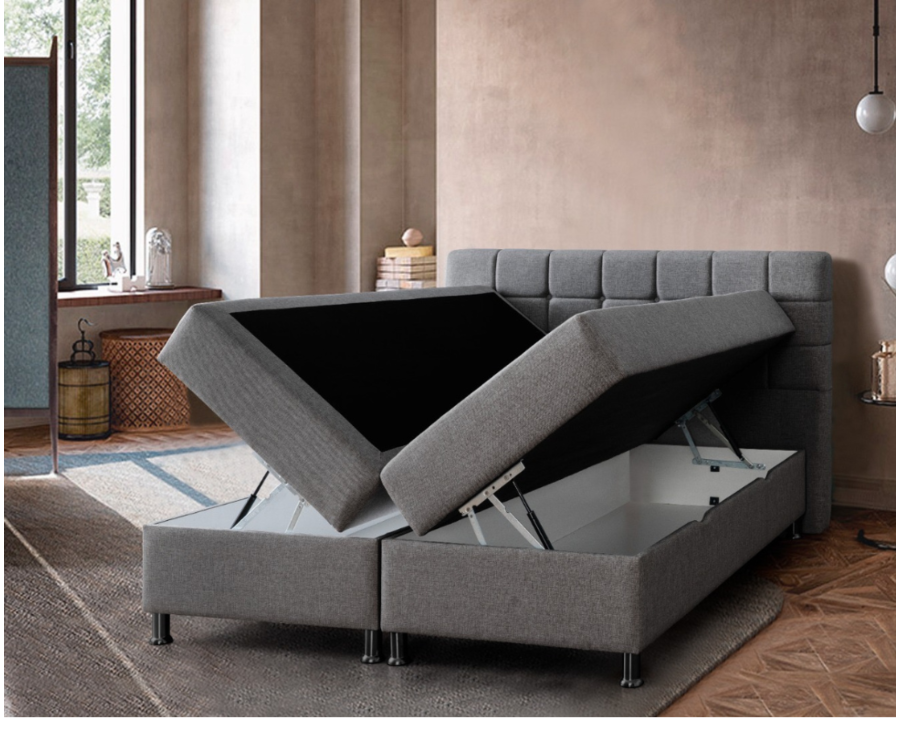 Bed met Opbergruimte Omega Grey - 160x200 cm