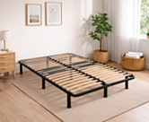Optikit lattenbodem in kitvorm 160x200 cm van Le Roi du Matelas in een lichte slaapkamer – metalen kader en houten latten