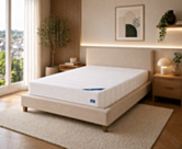 Sensospring-matras 140x200 cm Oli op een tweepersoonsbed in een moderne slaapkamer – uitgebalanceerd comfort met pocketveren