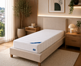Sensospring-matras 90x200 cm Oli op een persoonsbed in een moderne slaapkamer – uitgebalanceerd comfort met pocketveren