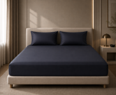 Ambiance Hoeslaken satijn Midnight – Hoekhoogte 35 cm – 140x200 cm