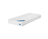 Sensospring-matras 90x200 cm Oli – overzicht op witte achtergrond, witte gewatteerde tijk en stevige ondersteuning door pocketveren