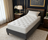 Hybride matras 90x200 cm, bovenaanzicht met een matrasbeschermer met ritssluiting en 7 comfortzones