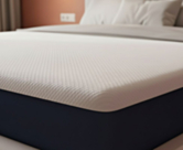 Details van de ademende polyester hoes voor de stevige Eloa-matras, 160 x 200 cm

