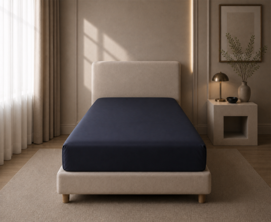Satijnen hoeslaken Midnight hoekhoogte 35 - 80x200 cm