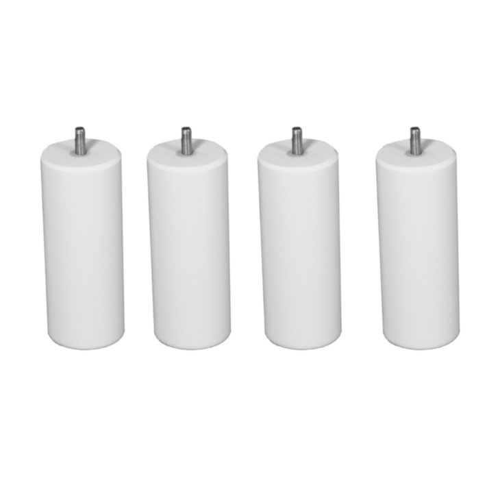 Set van 4 Cilindrische Witte Lak Poten - H25