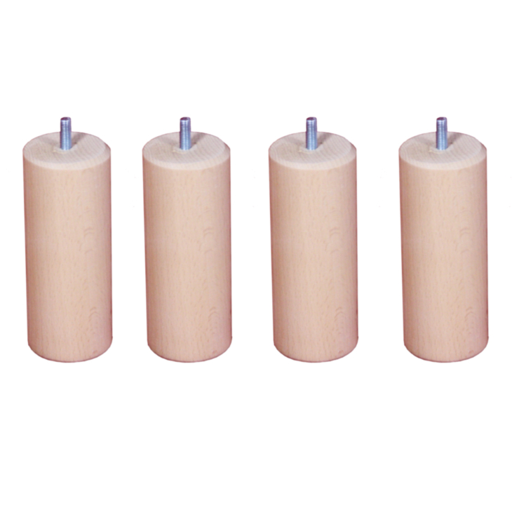 Set van 4 Cilindrische Blanke Lak Poten - H20 cm