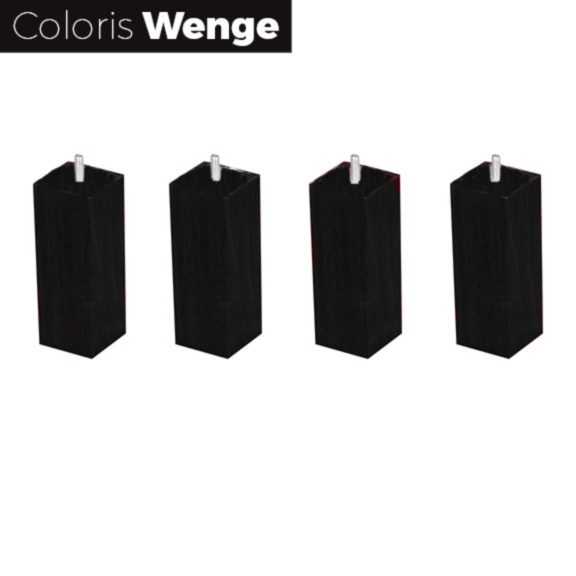 Set van 4 Vierkante Wengé Poten - H20 cm