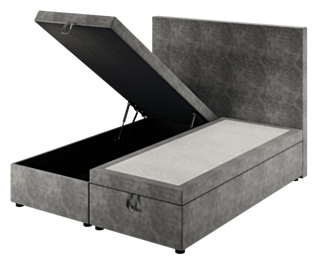 Bed met opbergruimte Cassia Velours Grijs - 90x200 cm
