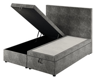 Bed met opbergruimte Cassia Velours Grijs - 140x200 cm