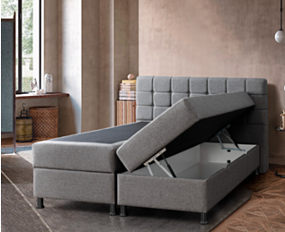 Bed met Opbergruimte Omega Grey - 140x200 cm