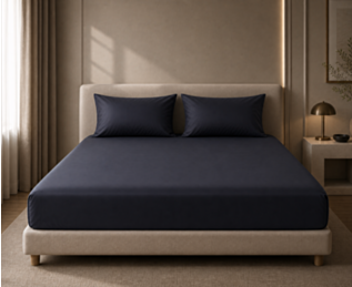 Ambiance Hoeslaken satijn Midnight – Hoekhoogte 35 cm – 140x200 cm