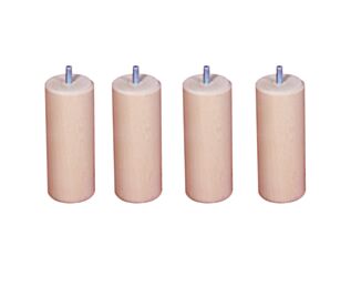 Set van 4 Cilindrische Blanke Lak Poten - H25 cm