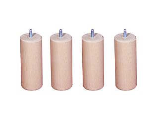 Set van 4 Cilindrische Blanke Lak Poten - H15 cm