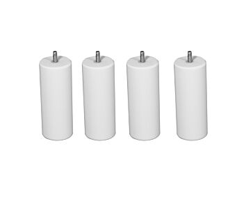 Set van 4 Cilindrische Witte Lak Poten - H15