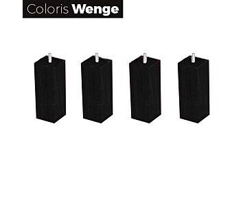 Set van 4 Vierkante Wengé Poten - H20 cm